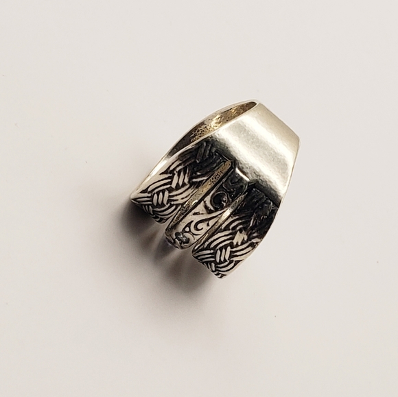 Didae Israel and Artisan 925 Sterling Silver Aqua Accented Wide Band Ring 8.25 - Picture 10 of 14